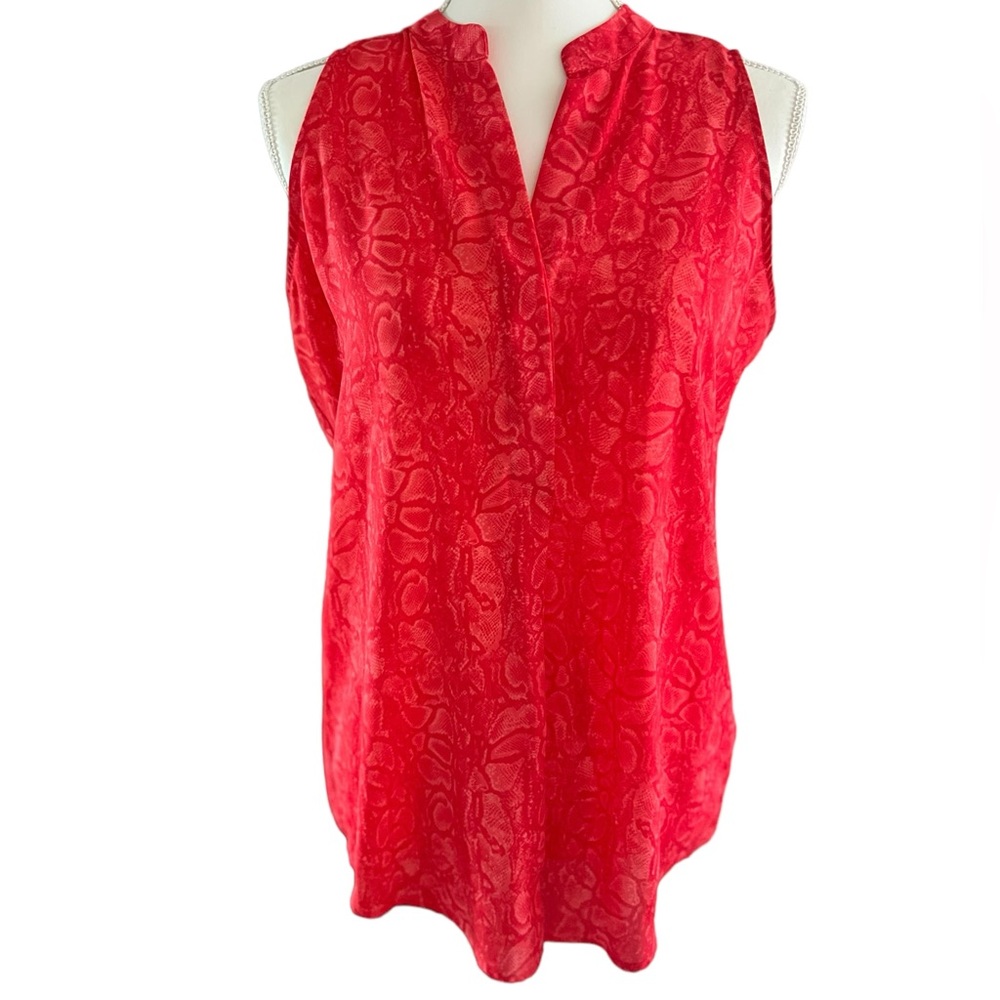 JNY Jones New York Red Snake Skin Pattern Blouse - Size Medium - Picture 5 of 13